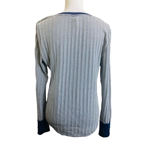 Pilcro Navy Blue Cream Thermal Long Sleeve Large - Picture 2 of 3